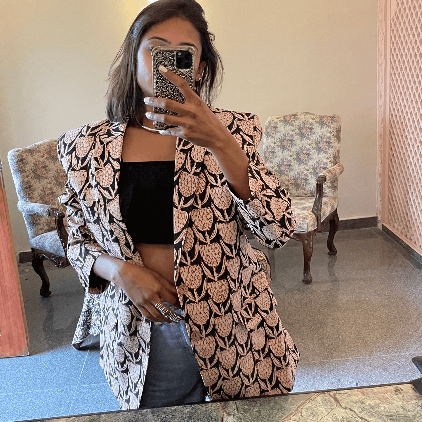 Handblock Printed blazer (Large)
