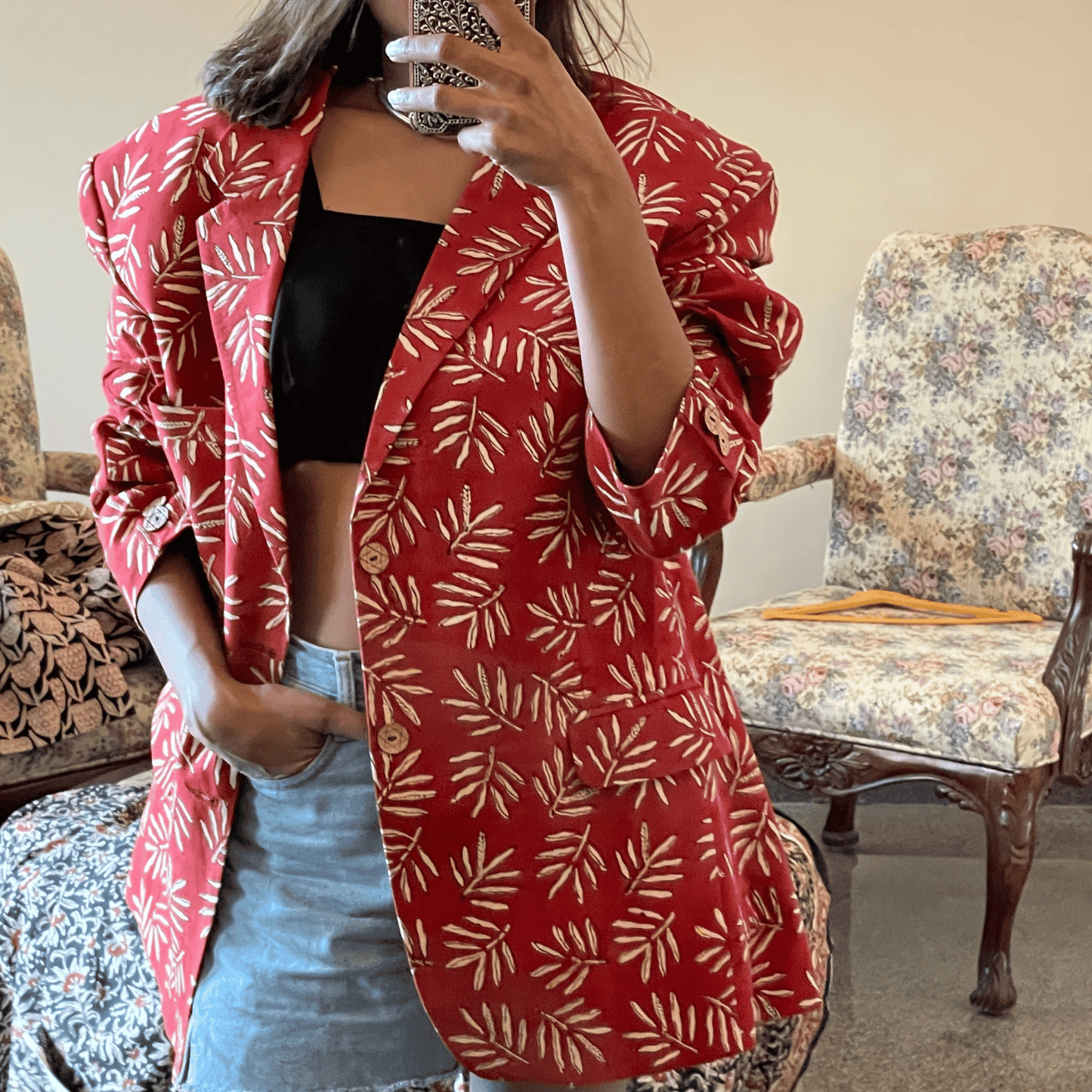 Handblock Printed blazer (Small)