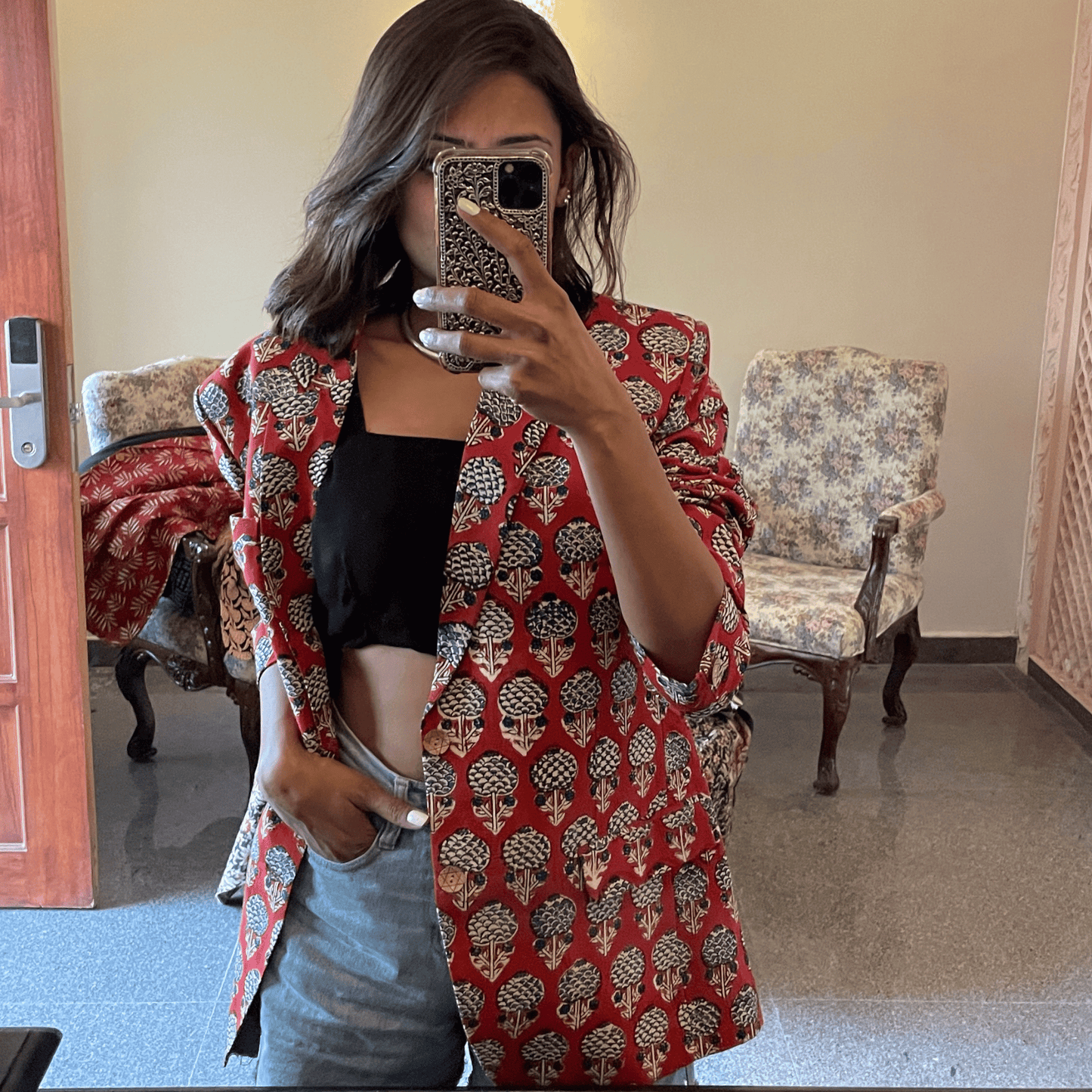 Handblock Printed blazer (Small)