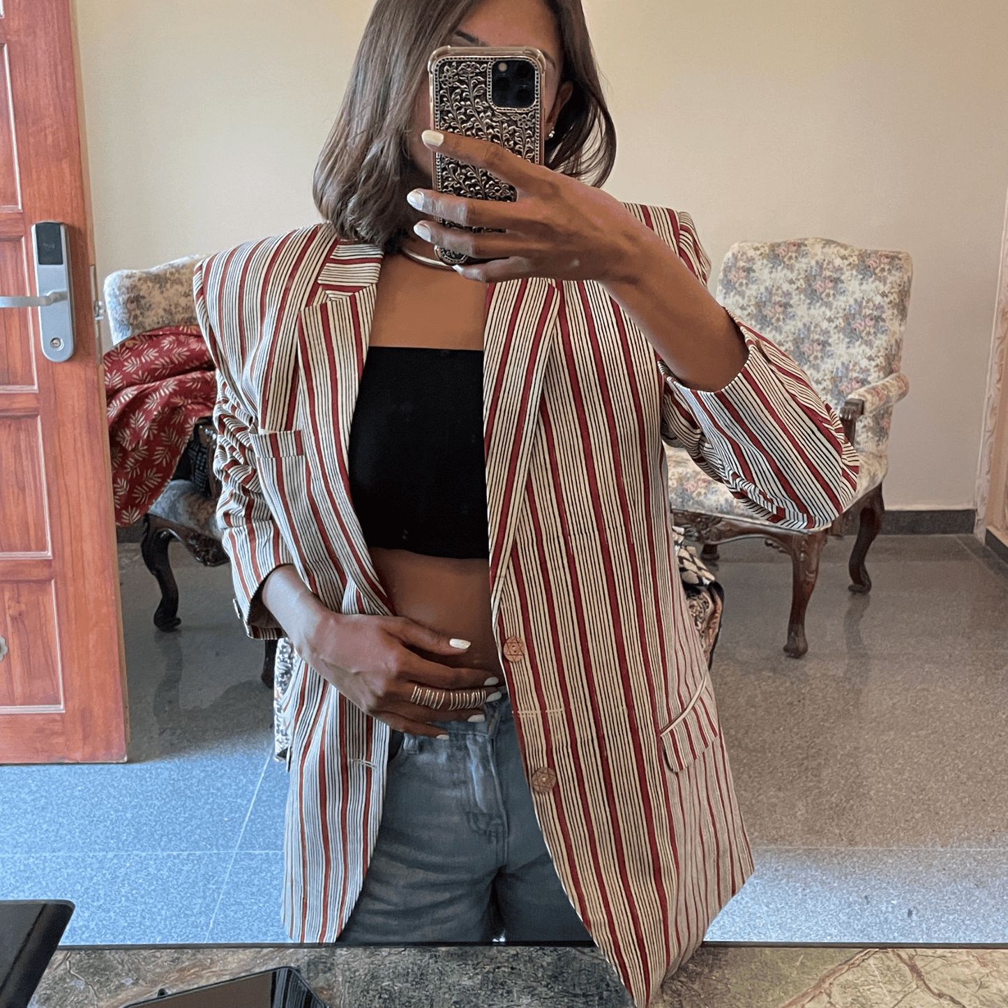Handblock Printed blazer (Small)