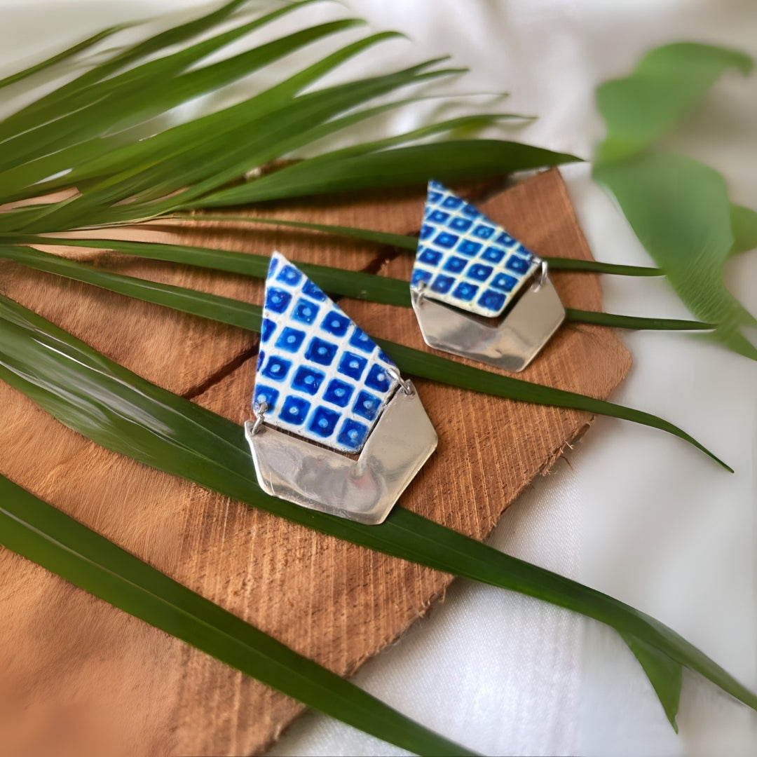 Chequered Hand Painted Earrings