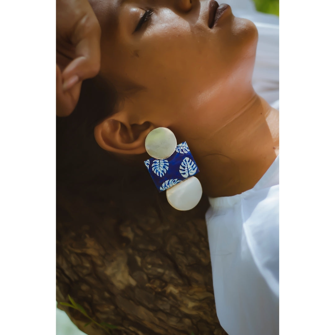 Monstera Leaf Hand Painted Earrings