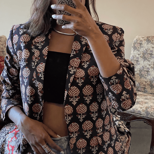 Handblock Printed blazer (Extra Small)