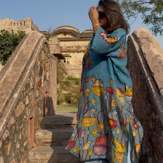 Kalamkari Kurta (Blue)
