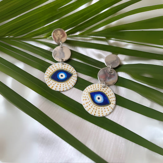 Evil Eye Hand Painted Earrings