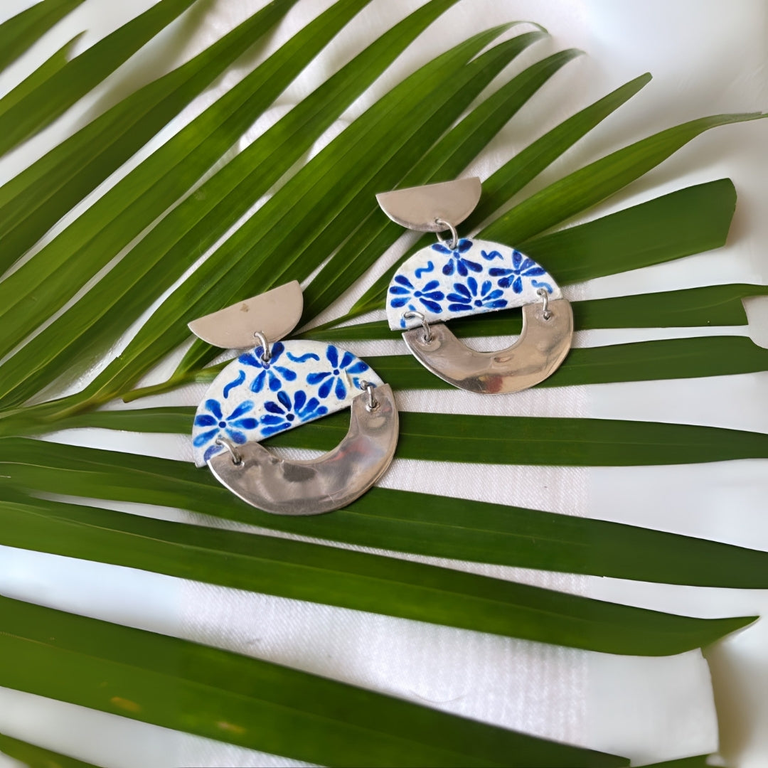 Flower Cluster Hand Painted Earrings