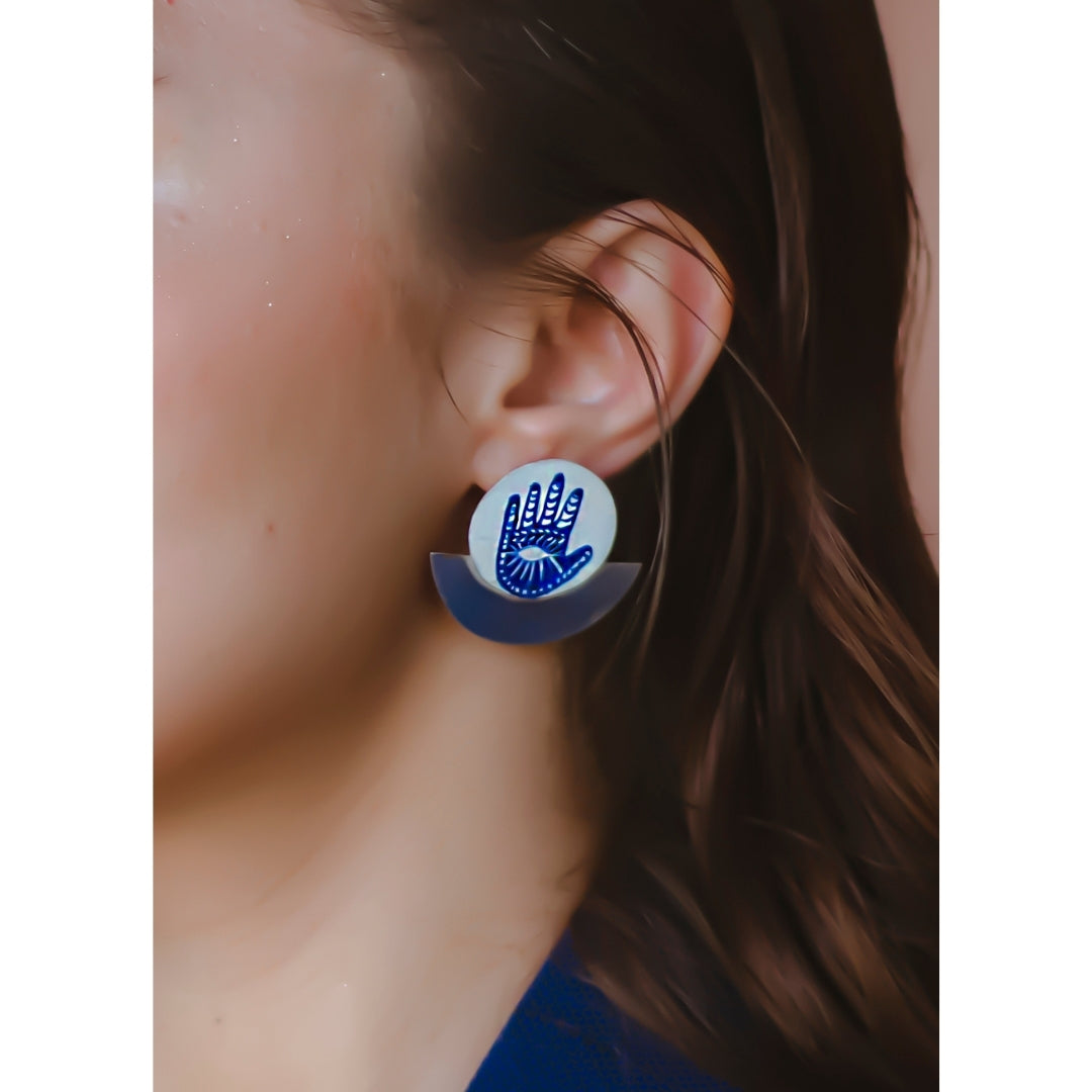 Hamsa Hand Painted Earrings