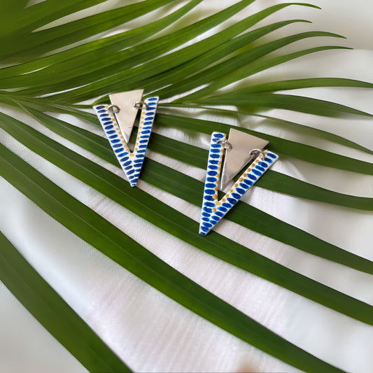 Inverted Triangle Hand Painted Earrings